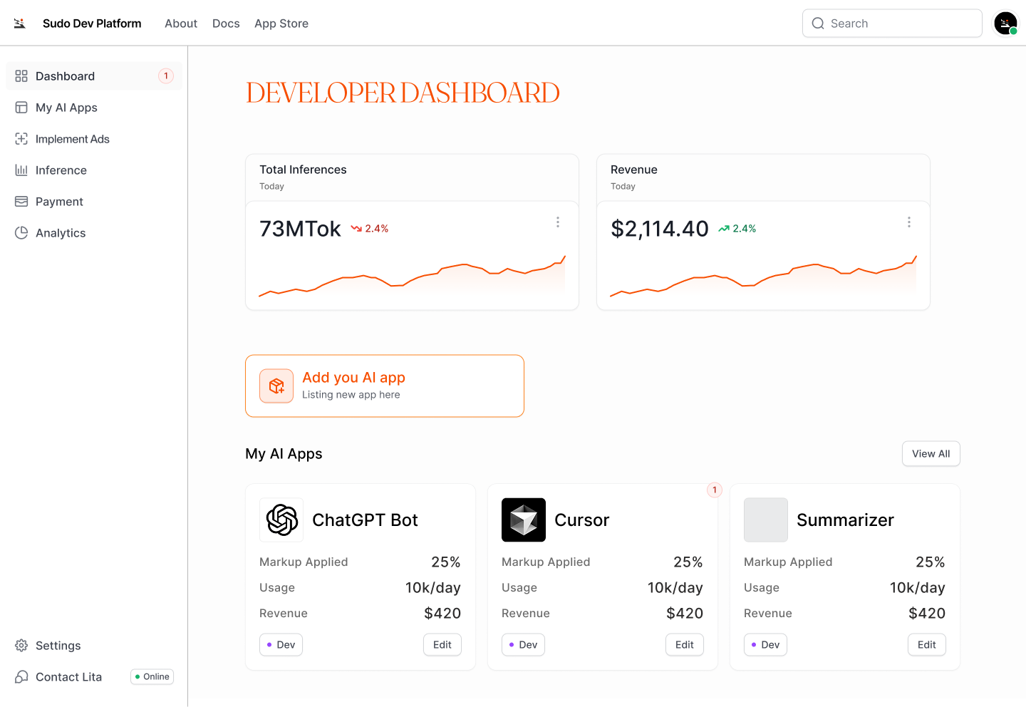 sudo dashboard page
